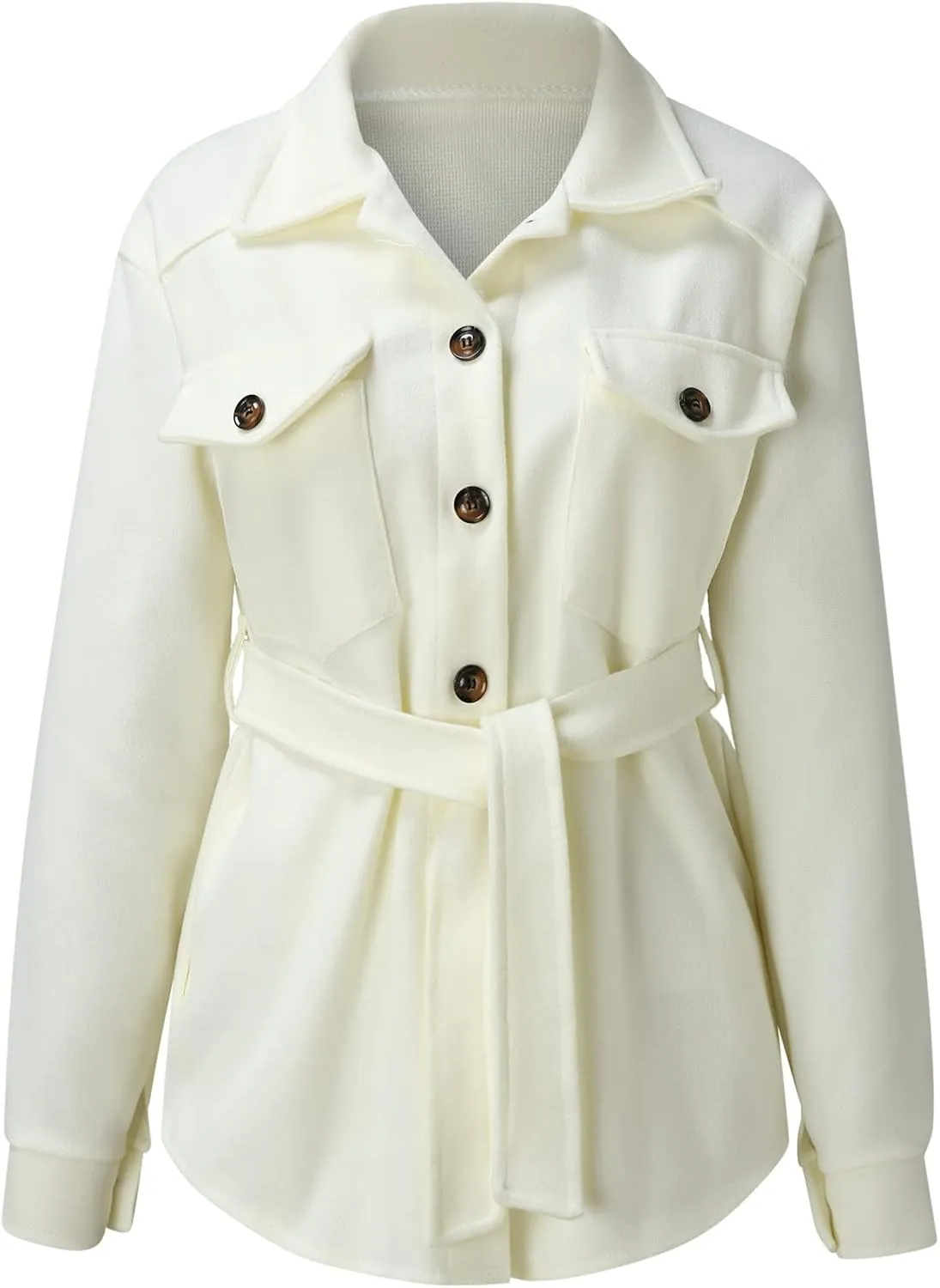 cooki Winter Coats for Women Lapel Belted Peacoat Women's Wool Blend Trench Coat Casual Fall Cardigan Jacket Overcoats