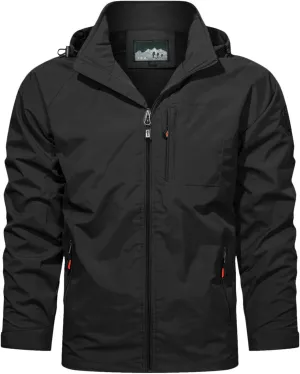 Cycling Raincoats Mens Skiing Jackets Casual Stand Collar Jackets Mountain Windbreaker Hooded Coat Work Coats