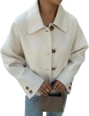 Dawery Single Breasted Lapel Solid Wool Blends Jackets Woman Long Sleeve Quilted Coat Autumn Female Office Street Outerwear