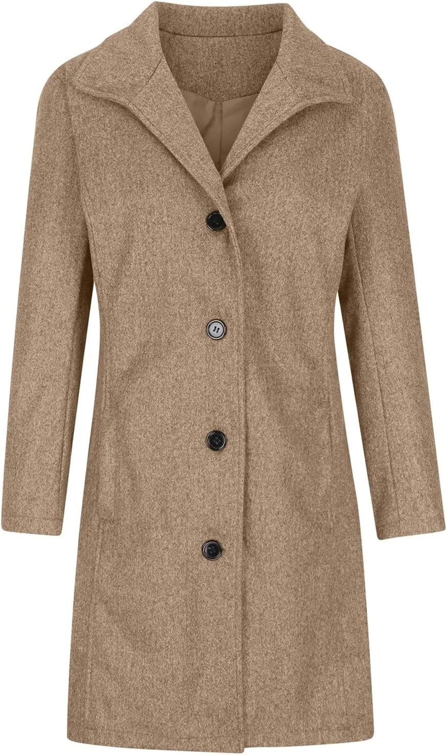 DDAPJ pyju Pea Coat for Women Winter Casual Thicken Wool Blend Lapel Jackets Elegant Single Breasted Overcoat with Pockets