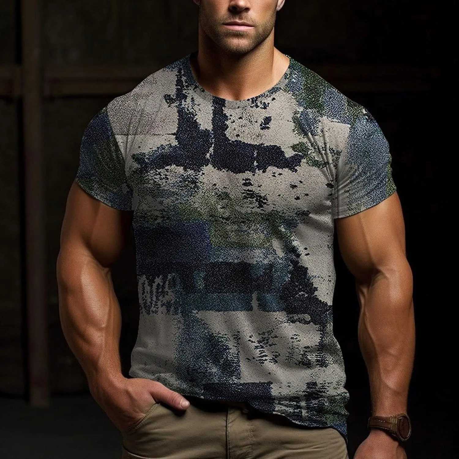 Designer Graphic Tees Men 2024 Vintage Africa Style Print Pullover Tops Summer Sport Fitness Short Sleeve Tee Shirt