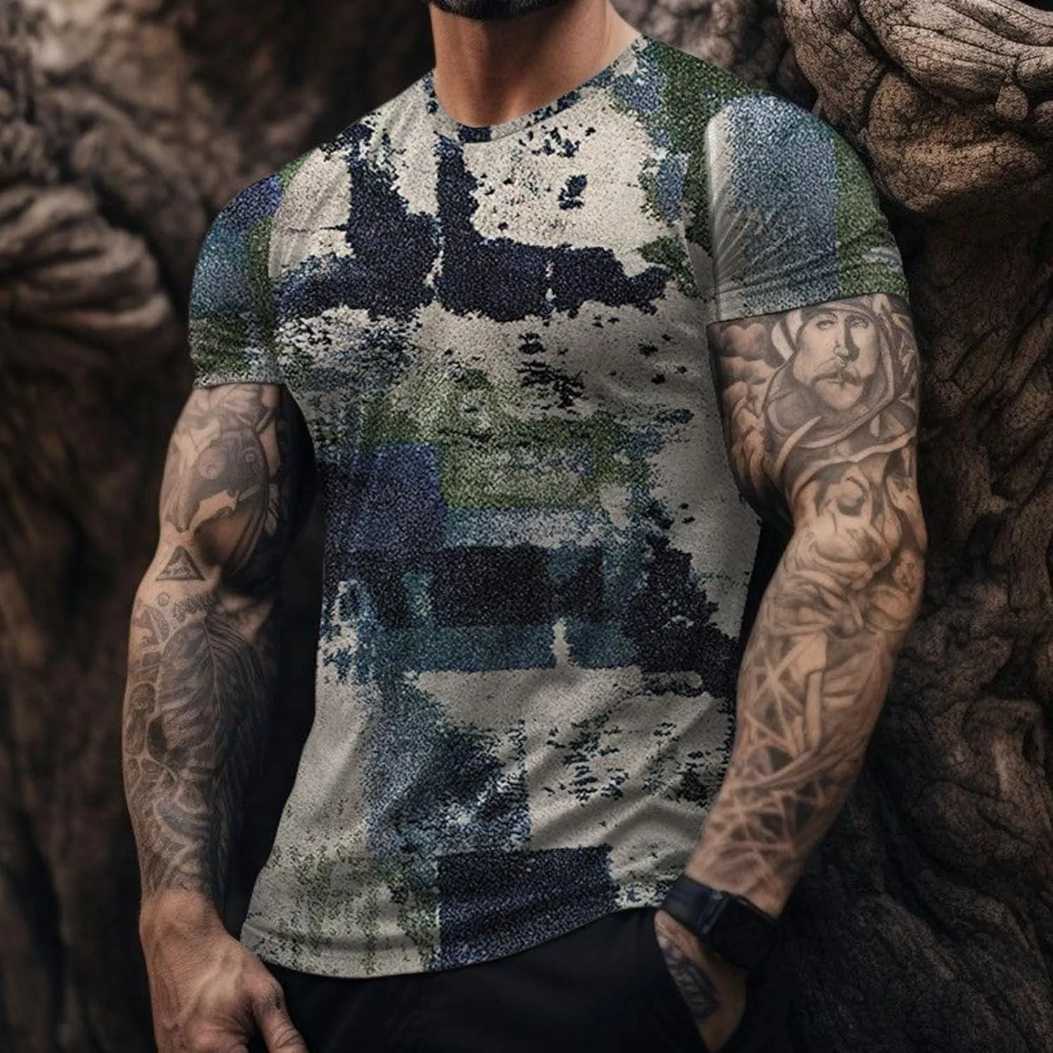 Designer Graphic Tees Men 2024 Vintage Africa Style Print Pullover Tops Summer Sport Fitness Short Sleeve Tee Shirt