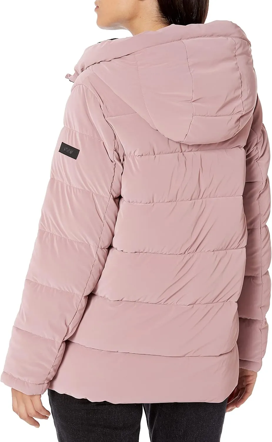DKNY Women's Faux Fur Trim Hood Down Puffer Coat