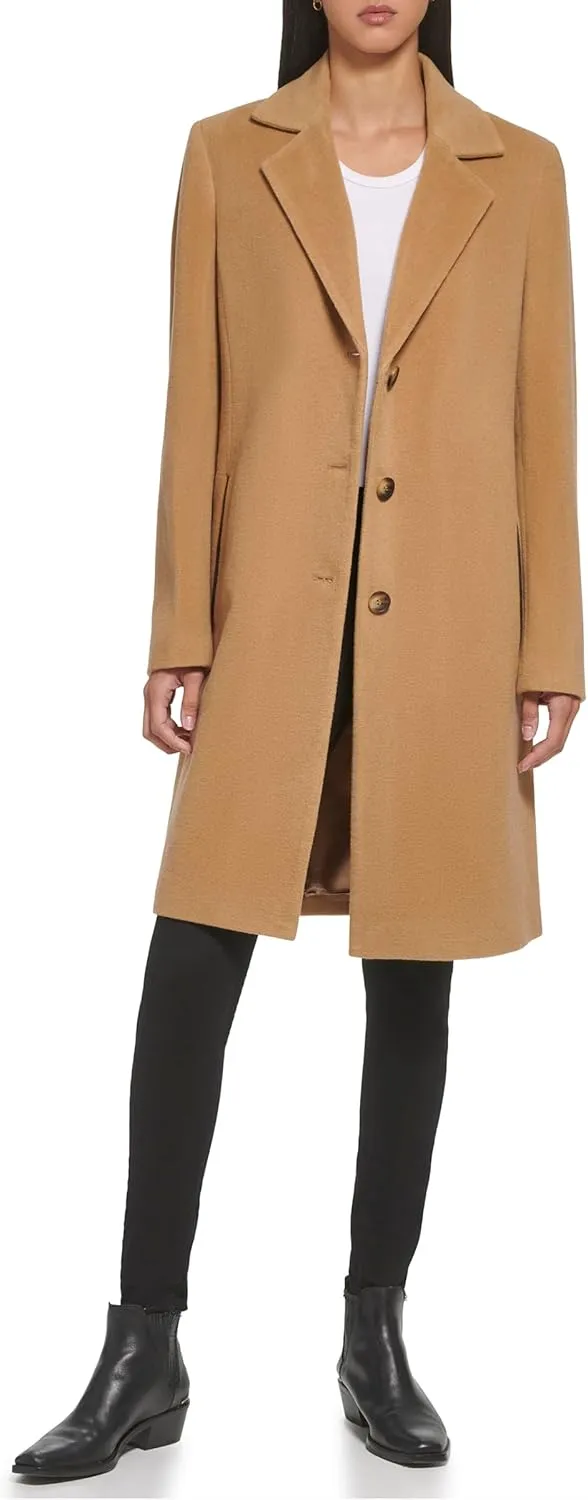 DKNY Womens Walker Wool Coat