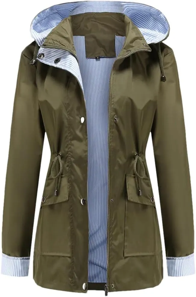 Dninmim Jackets for Women Women Hooded Hiking Jacket Outdoor Jackets Long Sleeve Zipper Coat Outwear