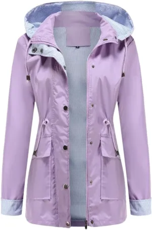 Dninmim Jackets for Women Women Hooded Hiking Jacket Outdoor Jackets Long Sleeve Zipper Coat Outwear