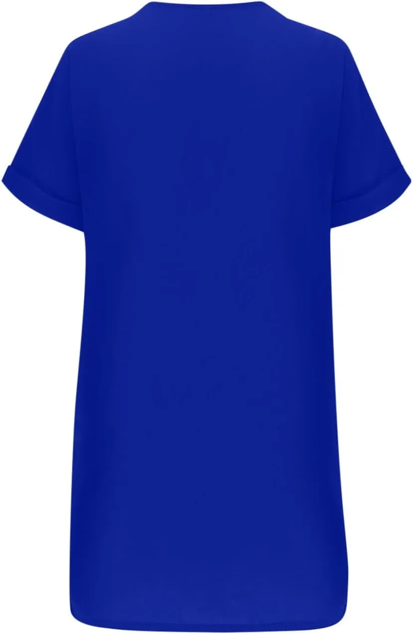 Dresses for Women Casual Loose Tunic Dress Summer V Neck Short Sleeve Shift Dresses Beach Vacation Outfits