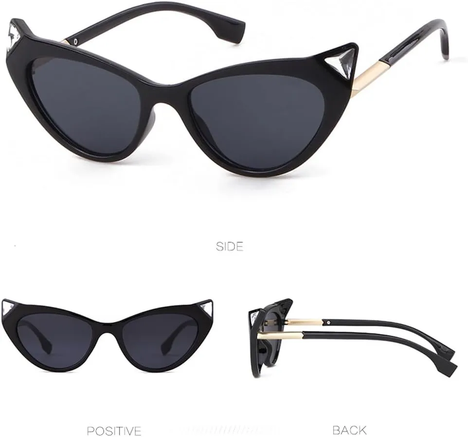 fashion cat eye sunglasses women luxury vintage Leopard frame with diamond sun glasses