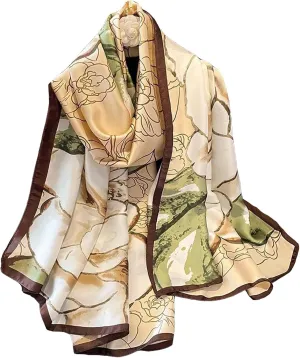 Fashion Scarves 100% Satin Silk Scarf Long Lightweight Sunscreen Shawls Wraps for Women Hair Scarves