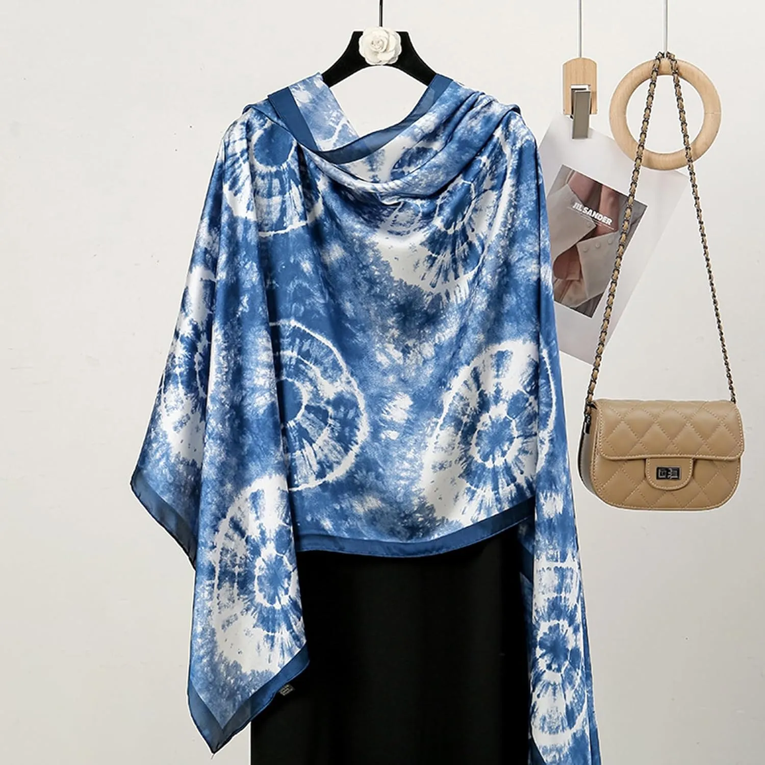 Fashion Scarves 100% Satin Silk Scarf Long Lightweight Sunscreen Shawls Wraps for Women Hair Scarves