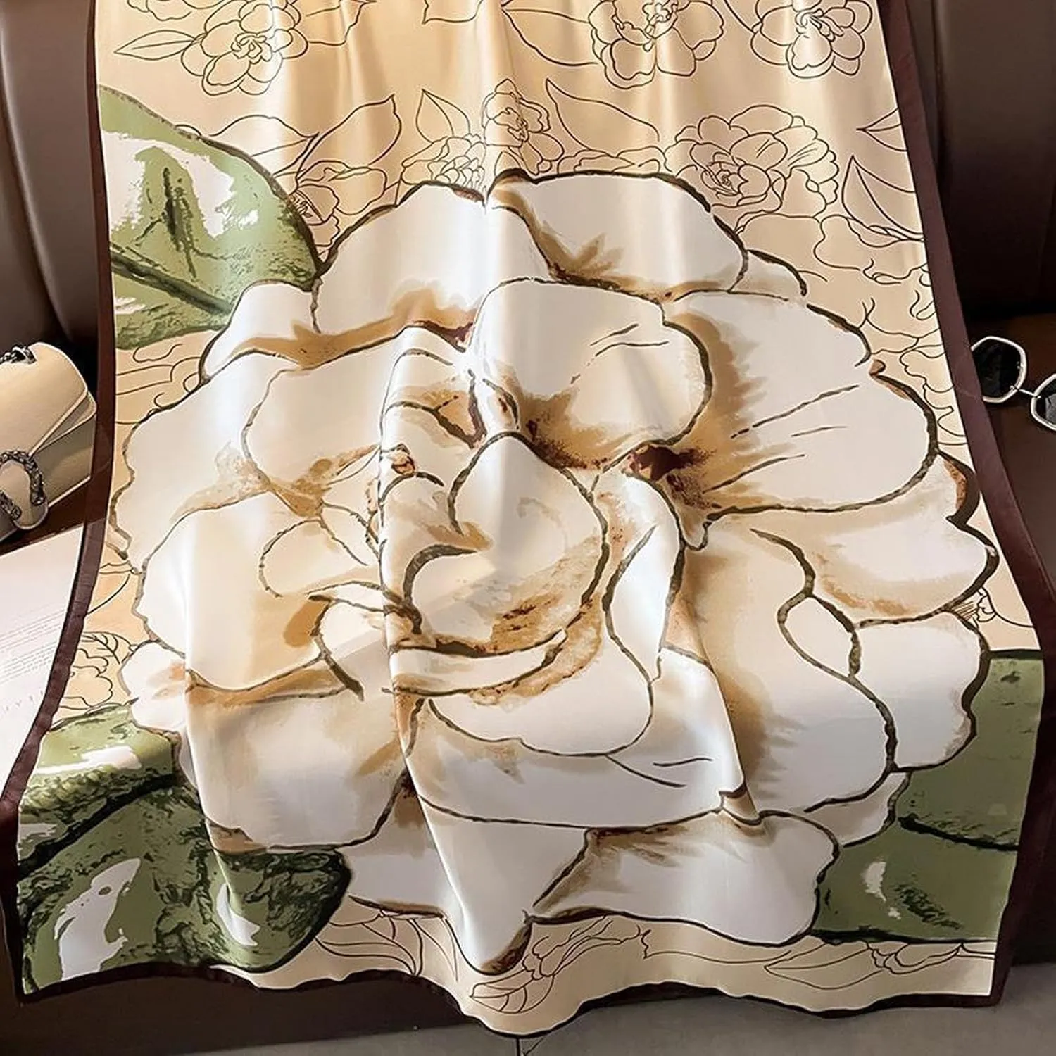 Fashion Scarves 100% Satin Silk Scarf Long Lightweight Sunscreen Shawls Wraps for Women Hair Scarves
