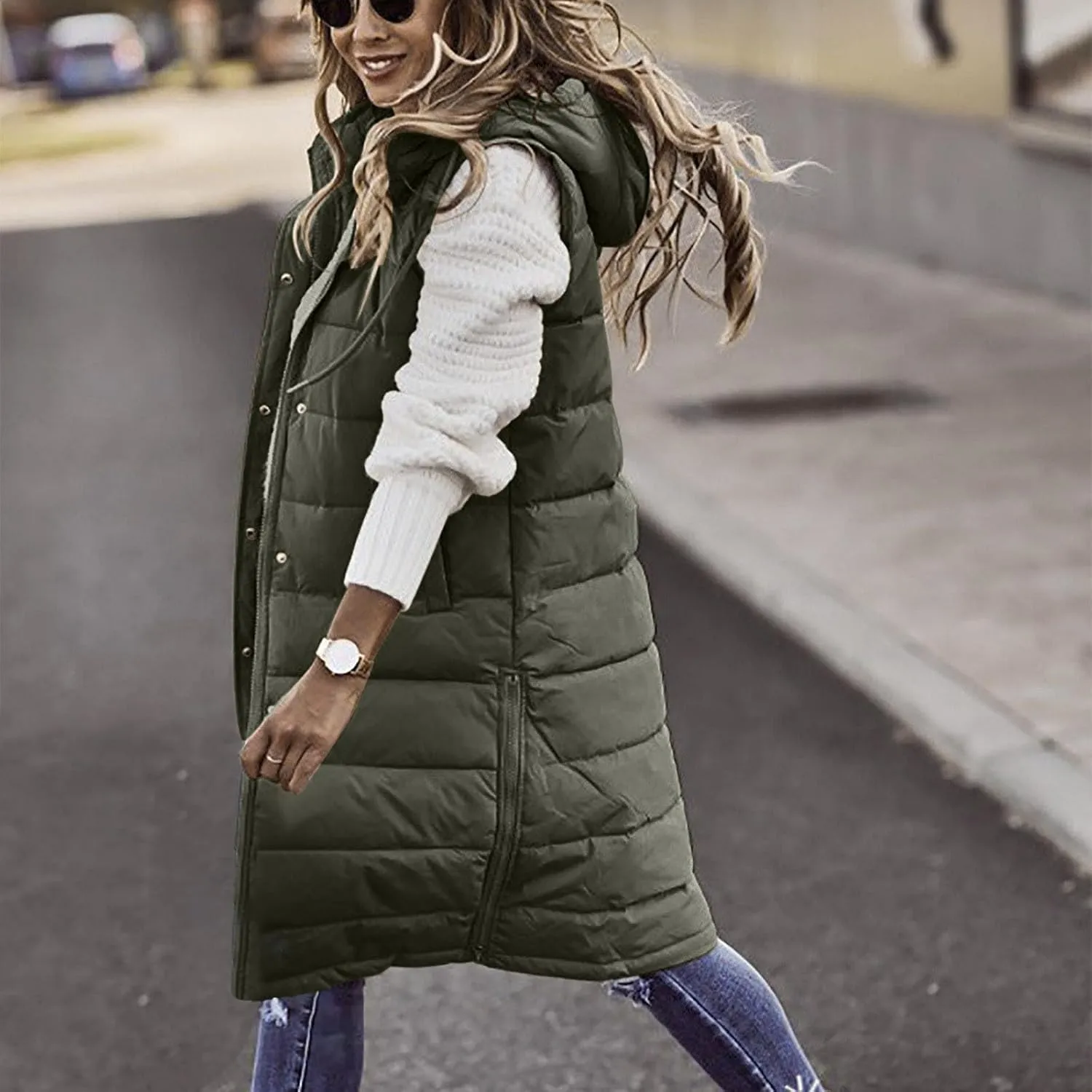 Fashion Sleeveless Puffer Jacket Winter Vest Coats for Women Plain Quilted Down Jackets Plus Size Outerwear