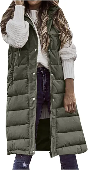 Fashion Sleeveless Puffer Jacket Winter Vest Coats for Women Plain Quilted Down Jackets Plus Size Outerwear