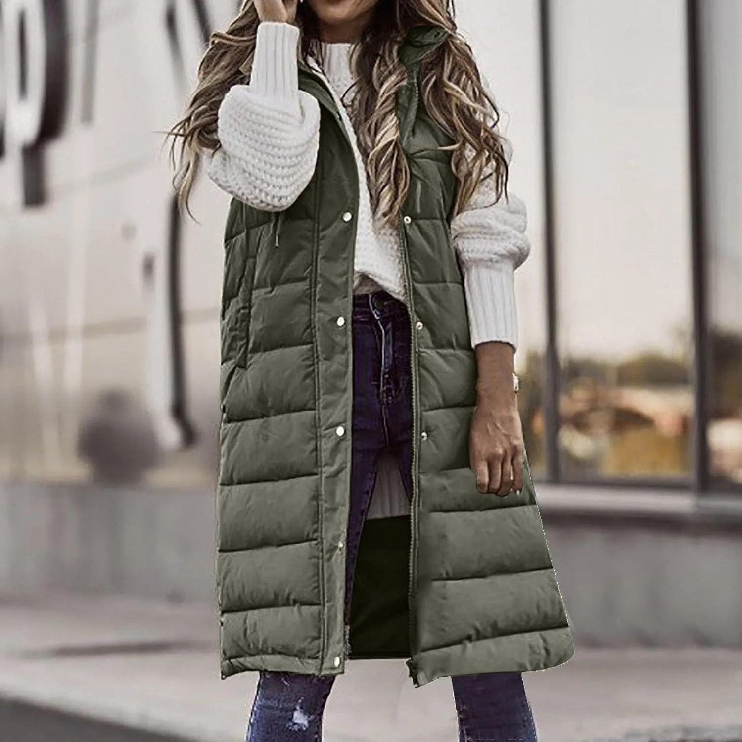 Fashion Sleeveless Puffer Jacket Winter Vest Coats for Women Plain Quilted Down Jackets Plus Size Outerwear