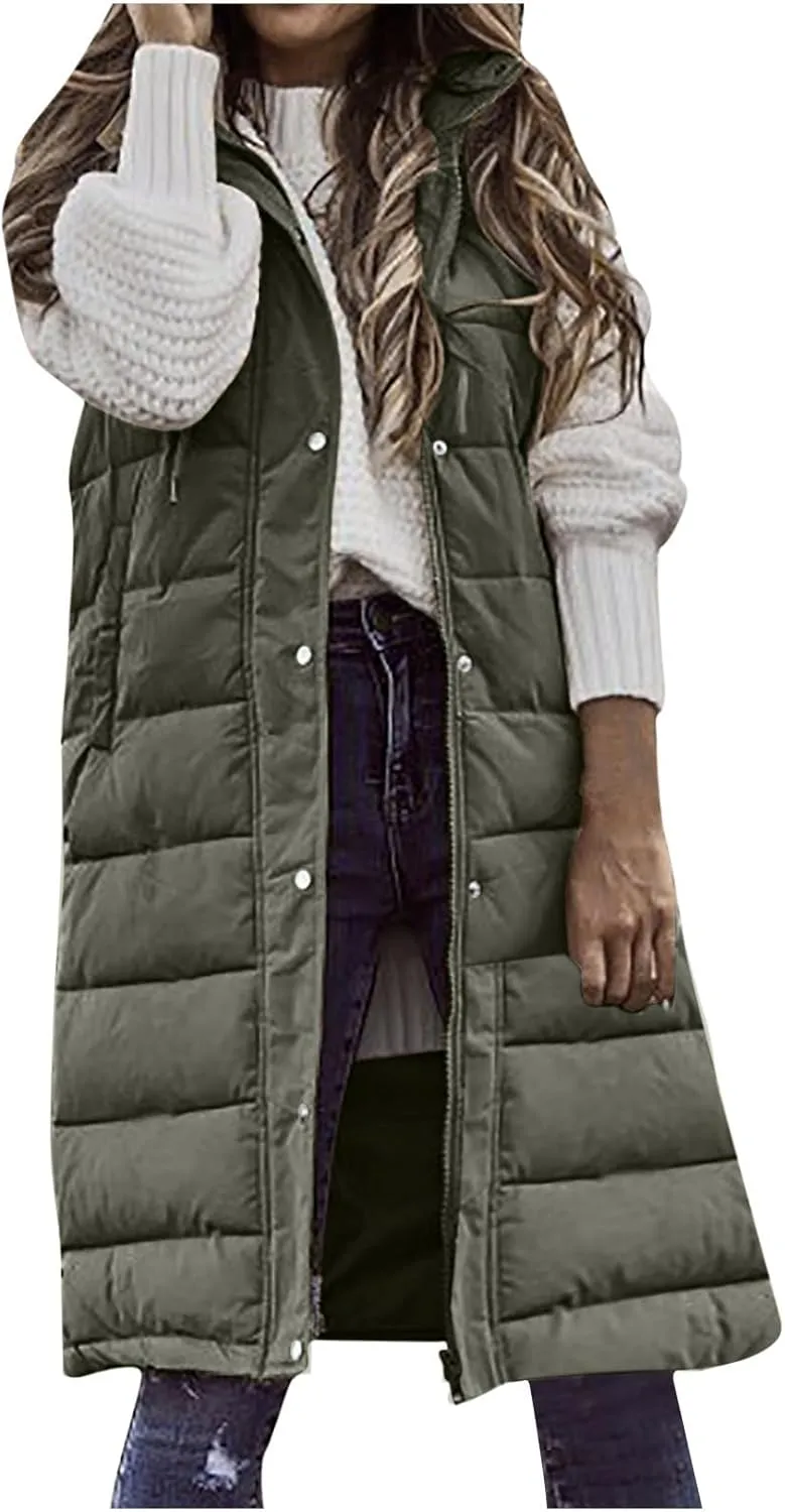 Fashion Sleeveless Puffer Jacket Winter Vest Coats for Women Plain Quilted Down Jackets Plus Size Outerwear