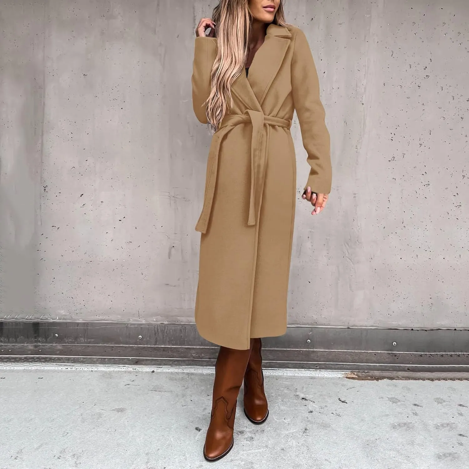 Fashion Trench Coat for Women 2025 Long Overcoat Work Casual Blazer Woolen Coats Fall Winter Cardigan Jackets