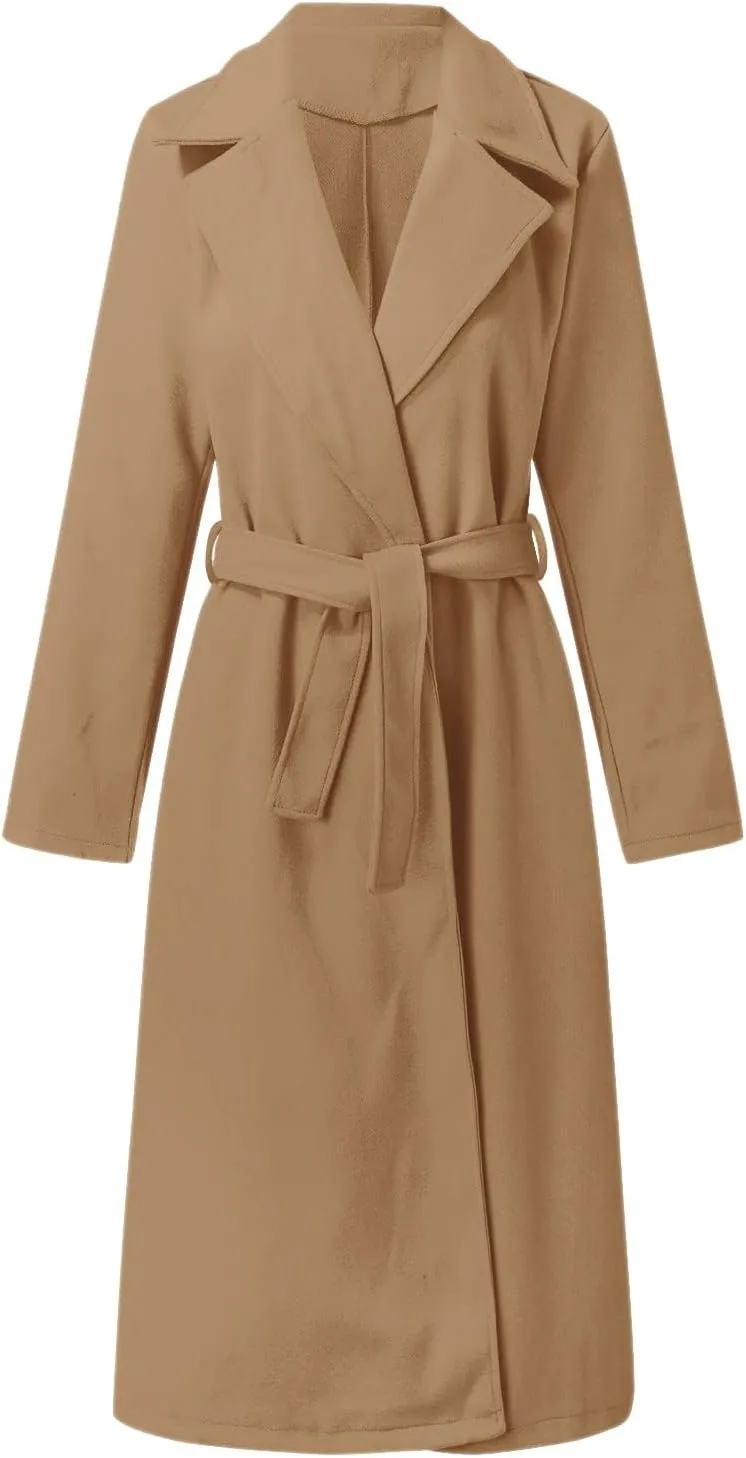 Fashion Trench Coat for Women 2025 Long Overcoat Work Casual Blazer Woolen Coats Fall Winter Cardigan Jackets