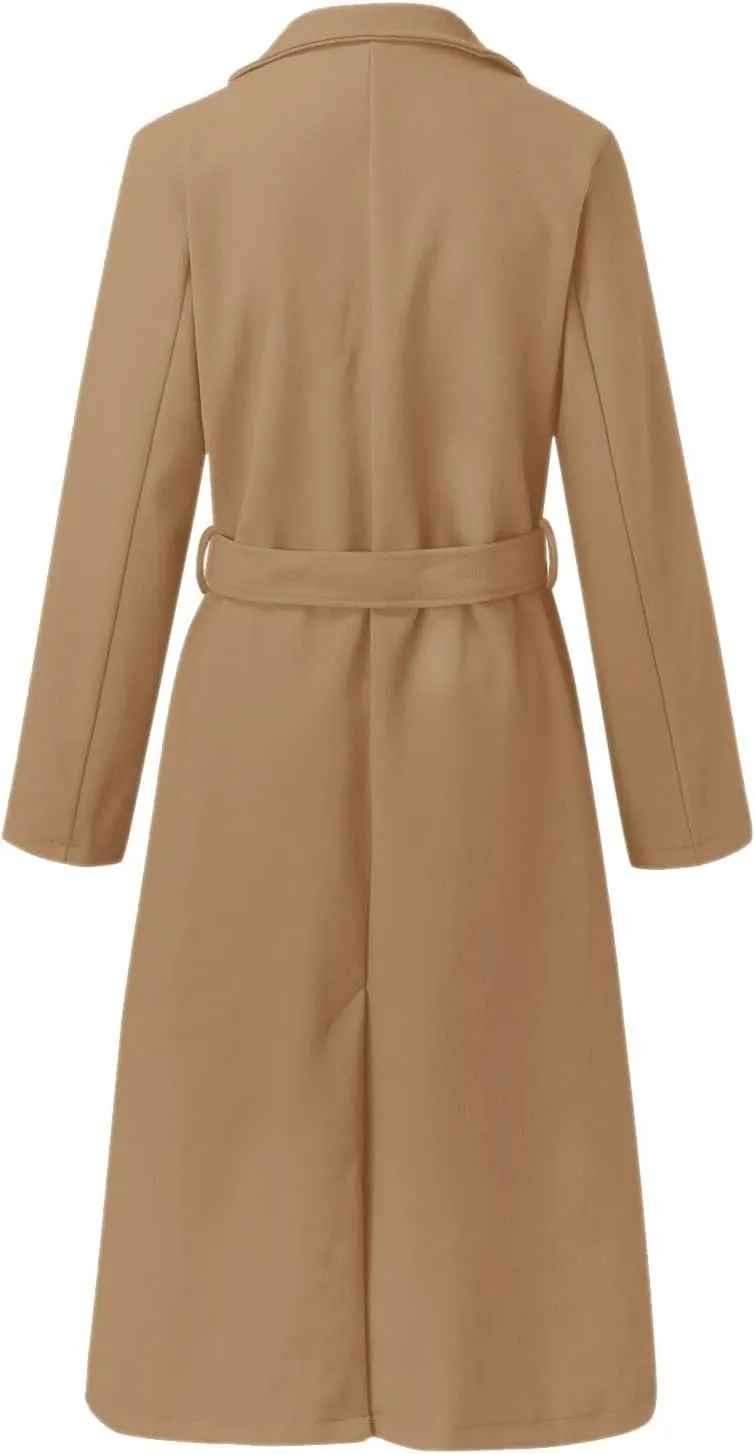 Fashion Trench Coat for Women 2025 Long Overcoat Work Casual Blazer Woolen Coats Fall Winter Cardigan Jackets
