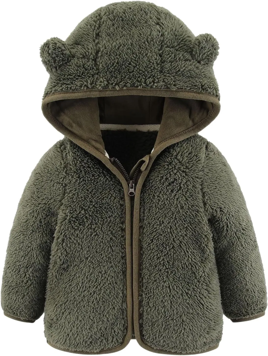 Fleece Hooded Jacket for Baby Girls Boys Zip Up Teddy Coat Winter Warm Bear Ear Cute Jackets Thick Outwear Cardigan