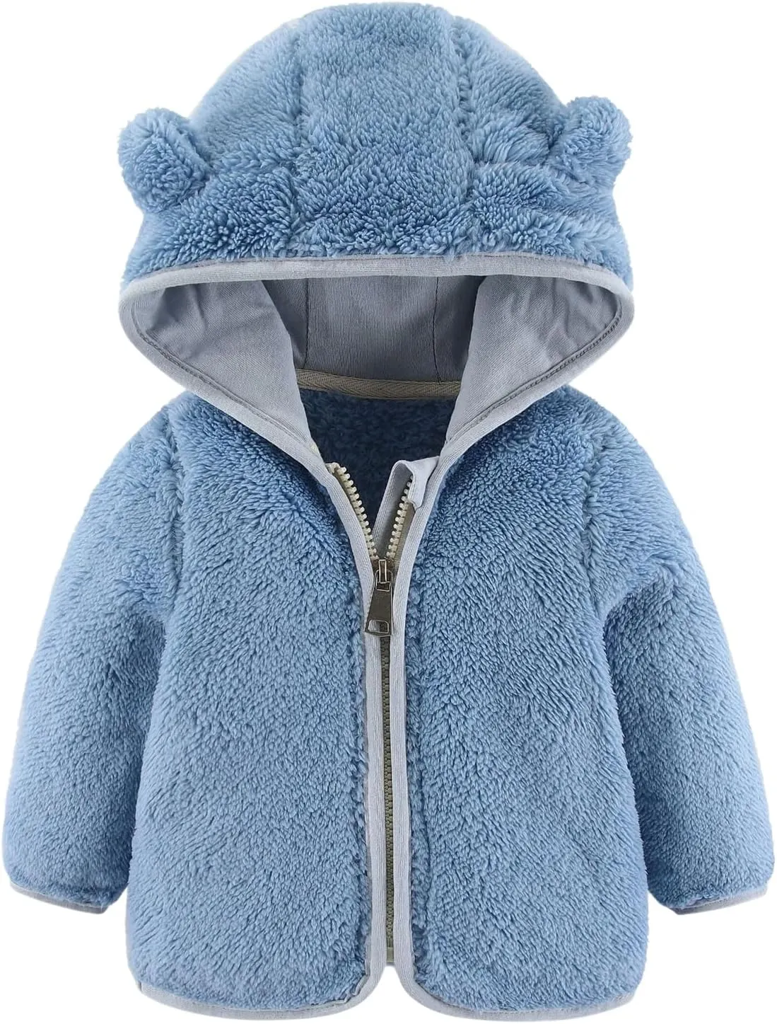 Fleece Hooded Jacket for Baby Girls Boys Zip Up Teddy Coat Winter Warm Bear Ear Cute Jackets Thick Outwear Cardigan