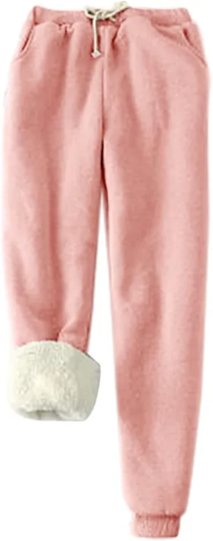 Fleece Lined Pants for Women High Waisted Sweatpants Warm Jogger Sweat Pant Winter Thick Snow Pant with Pocket