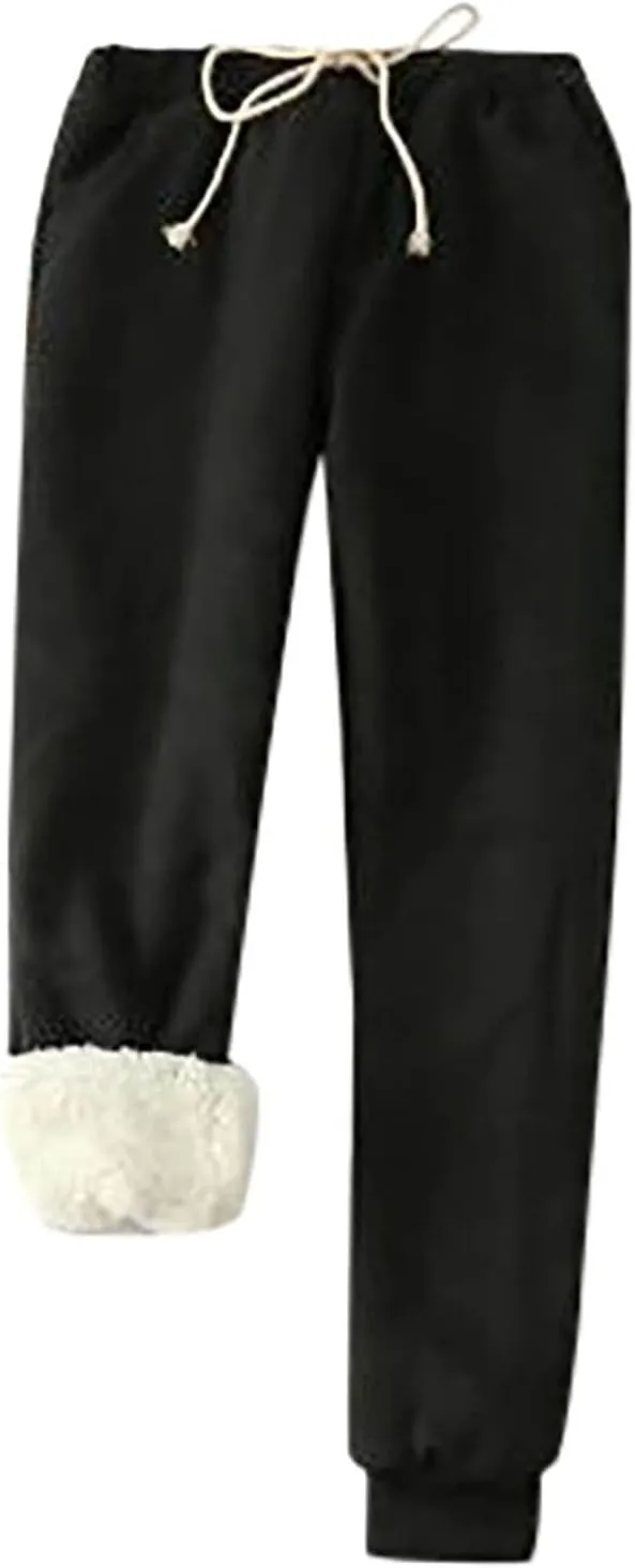 Fleece Lined Pants for Women High Waisted Sweatpants Warm Jogger Sweat Pant Winter Thick Snow Pant with Pocket