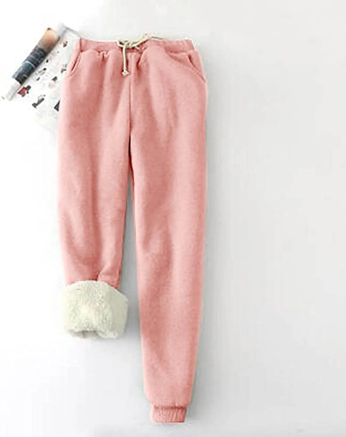 Fleece Lined Pants for Women High Waisted Sweatpants Warm Jogger Sweat Pant Winter Thick Snow Pant with Pocket