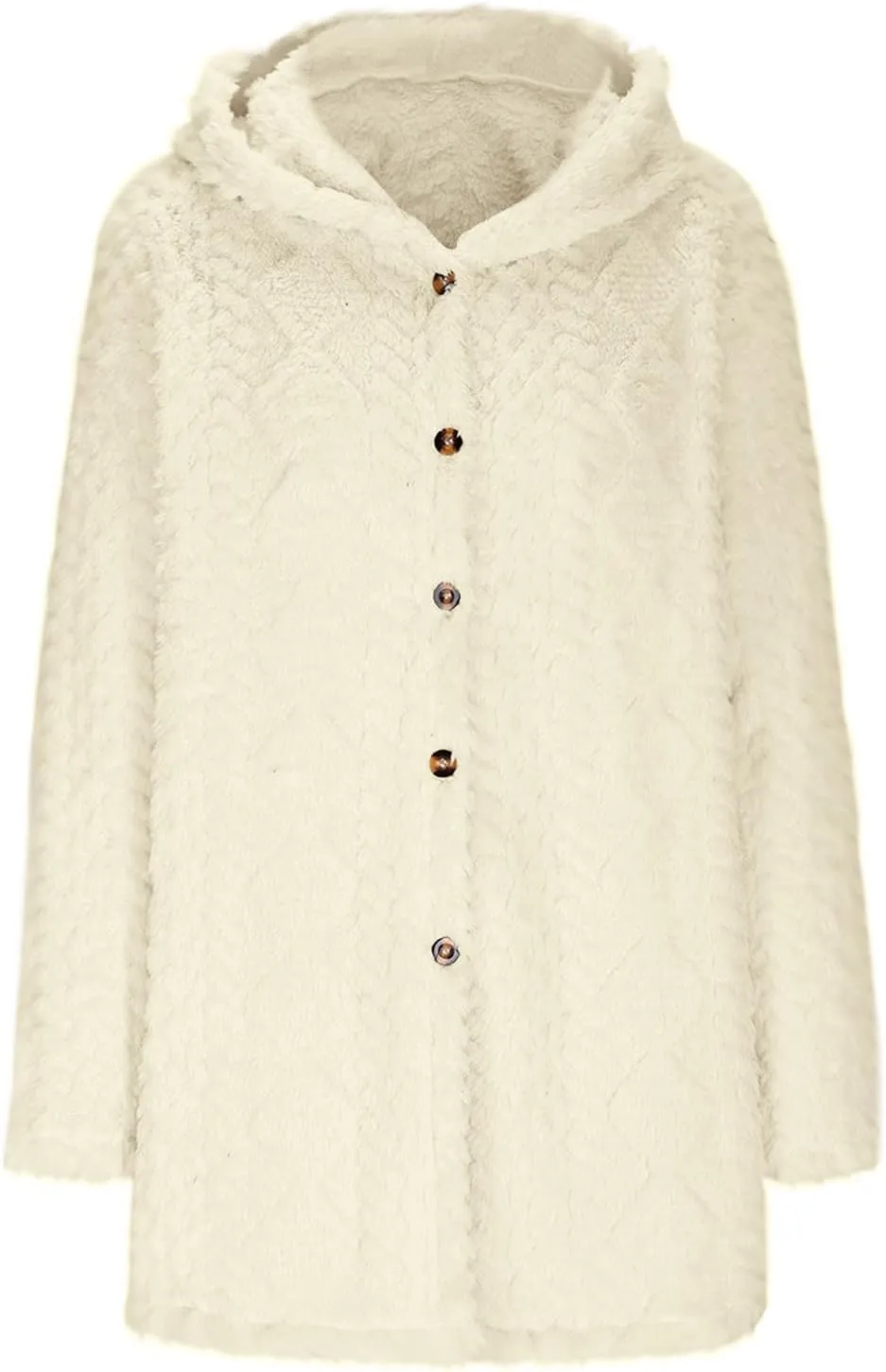 Fleece Winter Jackets for Women Button Down Open Front Cardigan with Hood Sherpa Fuzzy Jacket Trendy 2024