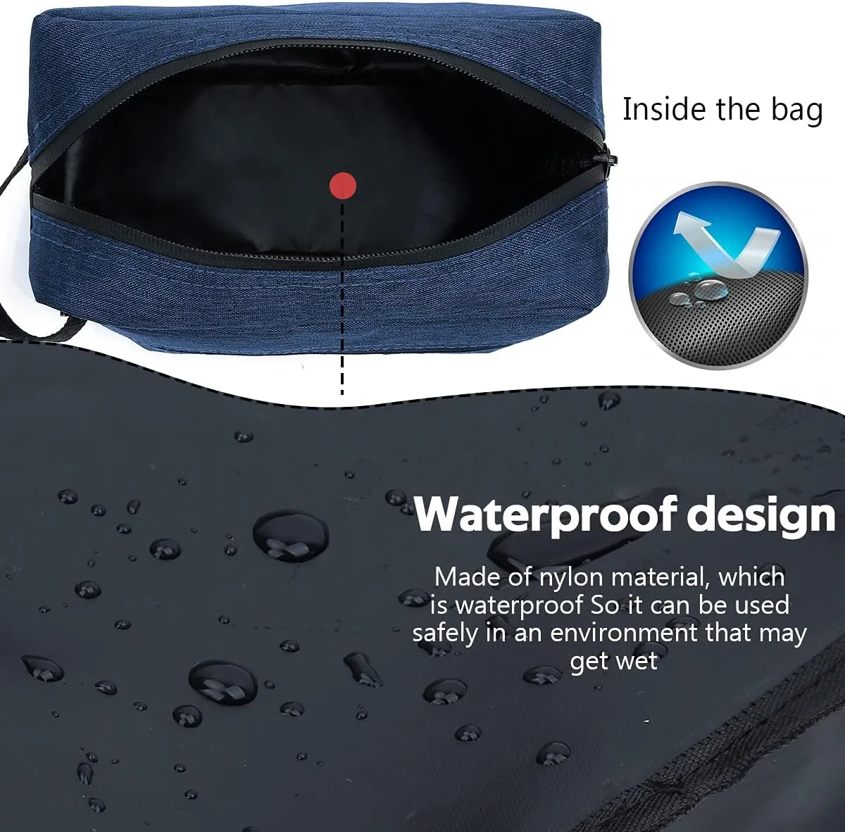 FUNSEED Travel Toiletry Bag for Women and Men, Water-resistant Shaving Bag for Toiletries Accessories, Foldable Storage Bags with Divider and Handle for Cosmetics Toiletries Brushes Tools