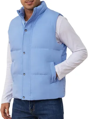 Gihuo Mens Puffer Vest Winter Padded Gilet Stand Collar Sleeveless Quilted Jackets Full Zip Coats Warm Outerwear