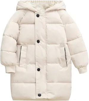 Girls Long Winter Coat Hooded Puffer Jacket Kids Lightweight Down Coat Insulated Parka Thicken Warm Padded Jacket