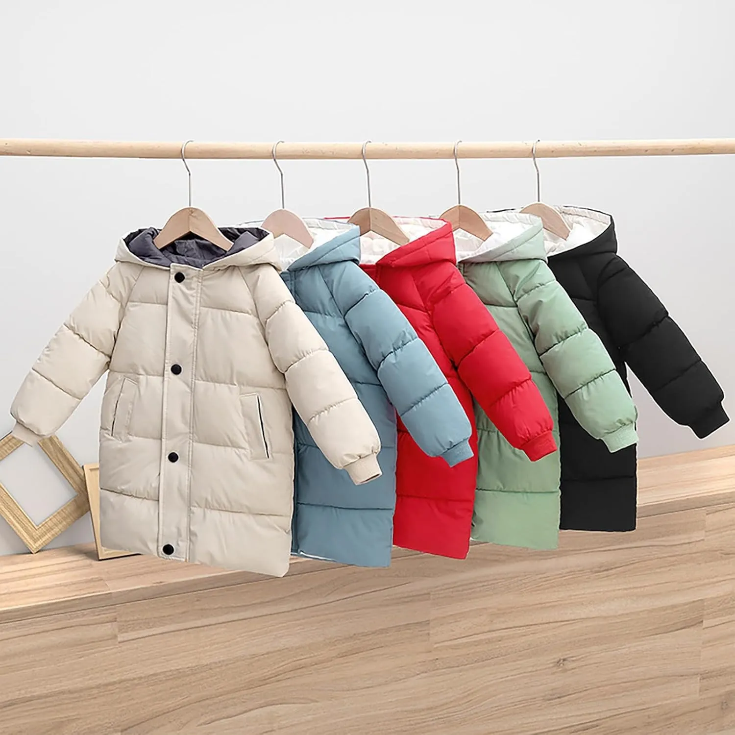 Girls Long Winter Coat Hooded Puffer Jacket Kids Lightweight Down Coat Insulated Parka Thicken Warm Padded Jacket