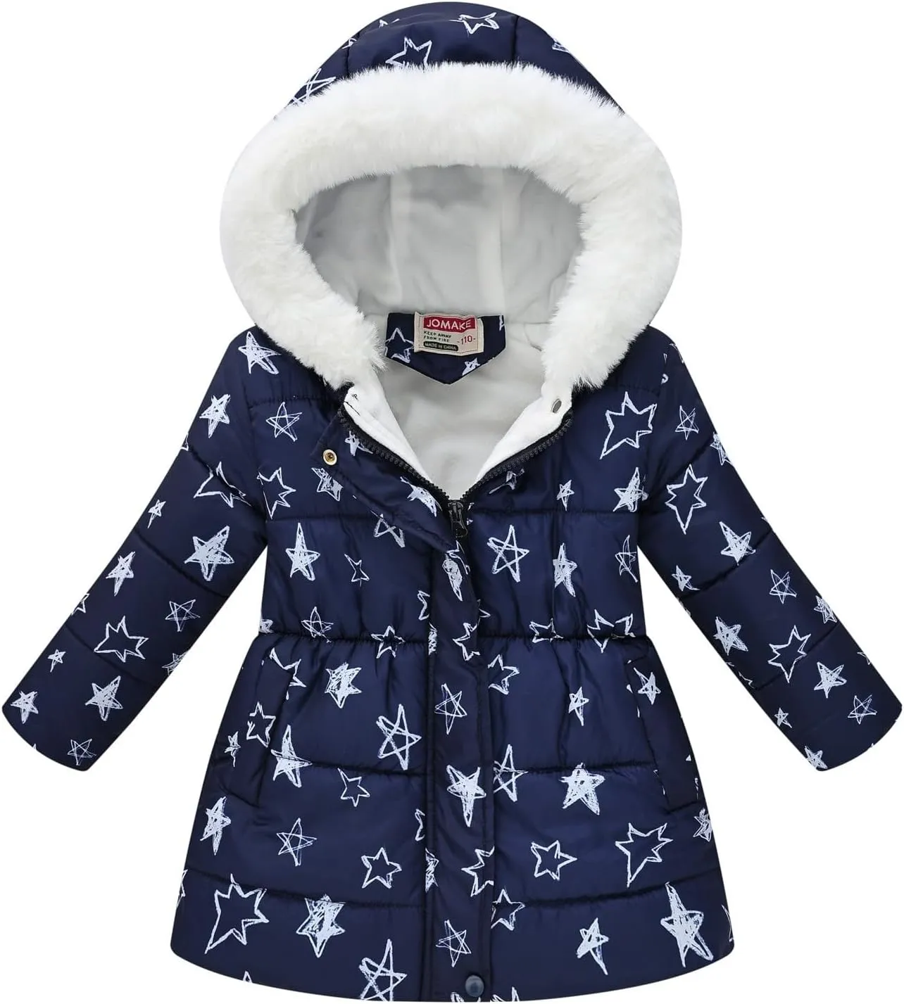 Girls Toddlers Flower Print Winter Coats Puffer Jacket Hooded Down Snow Thick Coat Outerwear Puffer Windproof