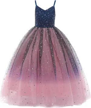 Glamulice Princess Sparkle Tulle Dress Flower Girl Little/Big Girls Wedding Bridesmaid Dresses Pageant Party Ball Gown