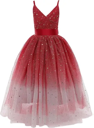 Glamulice Princess Sparkle Tulle Dress Flower Girl Little/Big Girls Wedding Bridesmaid Dresses Pageant Party Ball Gown