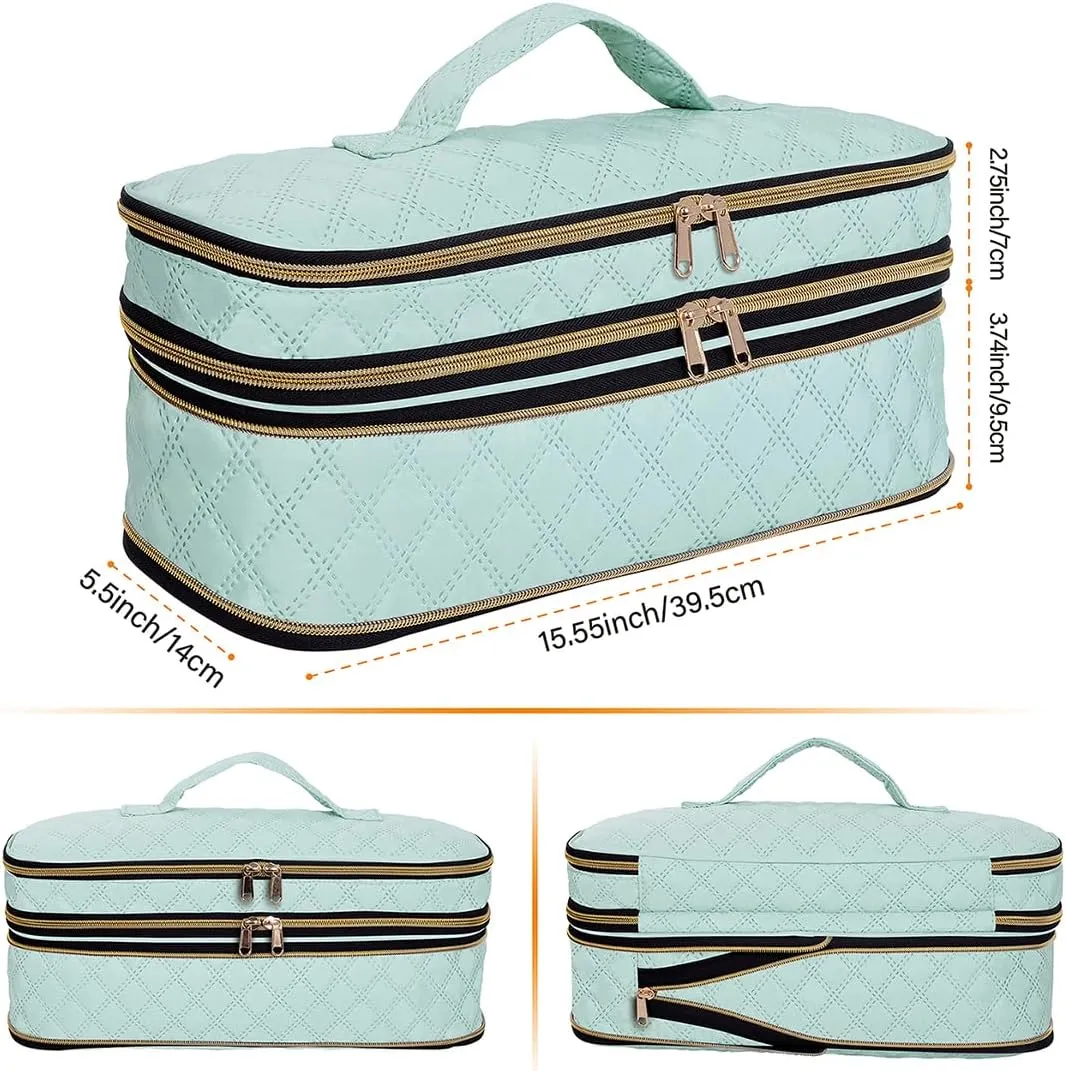 Hair Dryer Travel Carrying Case, Curling Iron Storage Bag, Slim Expandable Handheld Dual-Layer Travel Storage Bag for Dryer/Hair Tool Organizer/Style Organizer