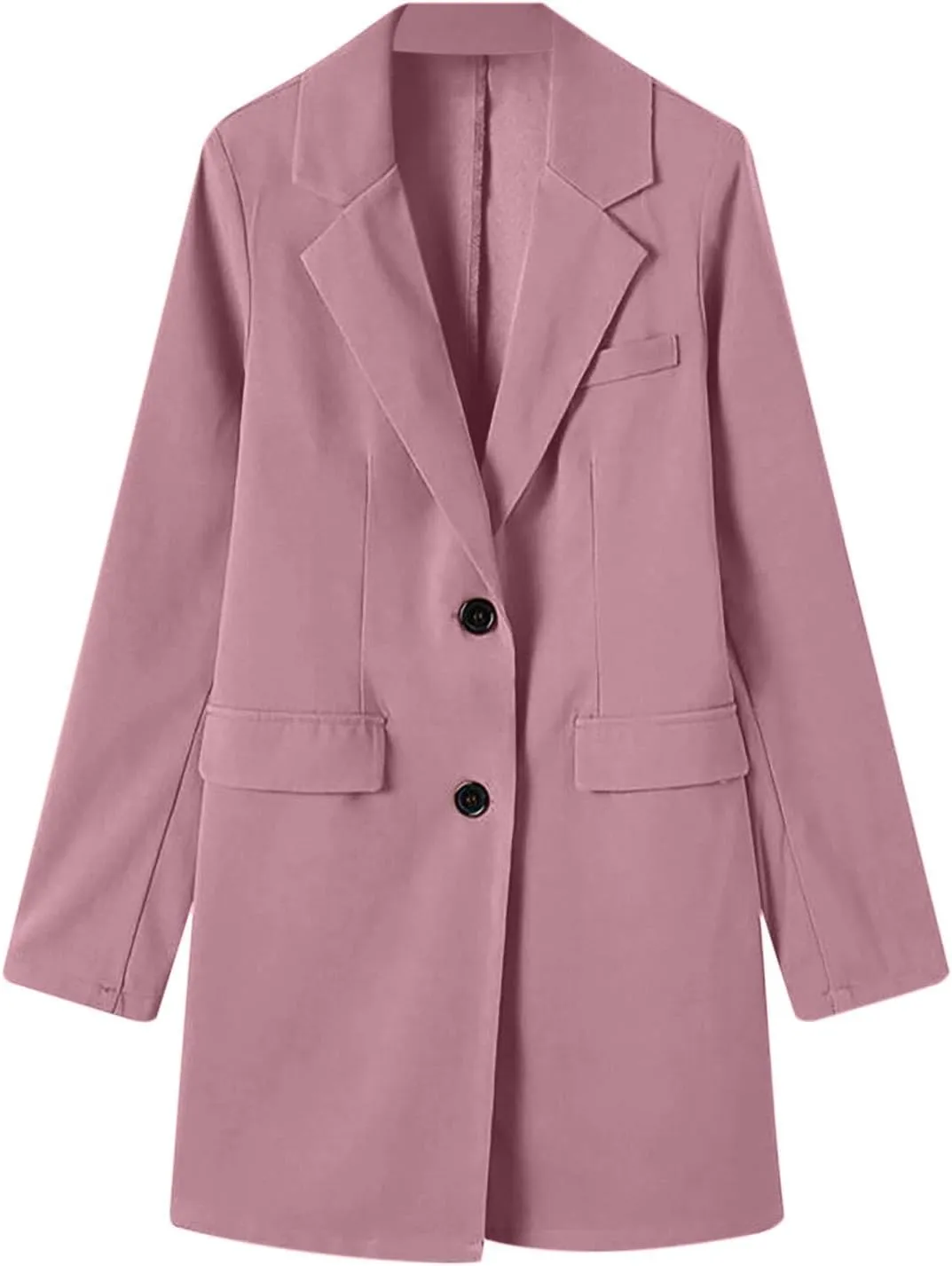 Hvyesh Women's Long Wool Blend Pea Coat Winter Casual Overcoat Notched Lapel Collar Trench Coat Belted Long Jacket Outerwear