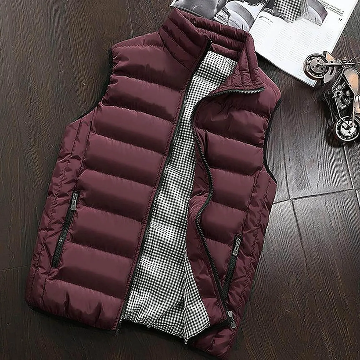 Jackets for Men Fall Winter Coats Padded Cotton Vest Warm Hooded Thick Tops Jacket Jackets