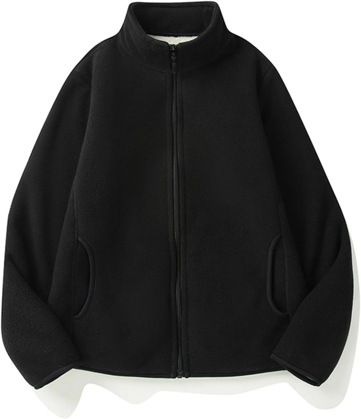 Jackets for Women Oversize Fuzzy Sherpa Jacket Zip Up Fleece Coat with Pocket Long Sleeve Coat Outwear Fall Loose Top