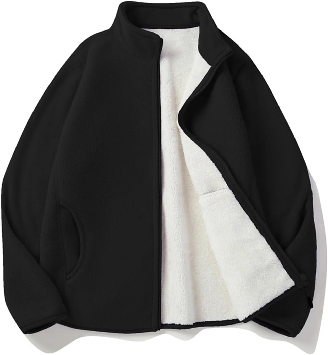 Jackets for Women Oversize Fuzzy Sherpa Jacket Zip Up Fleece Coat with Pocket Long Sleeve Coat Outwear Fall Loose Top