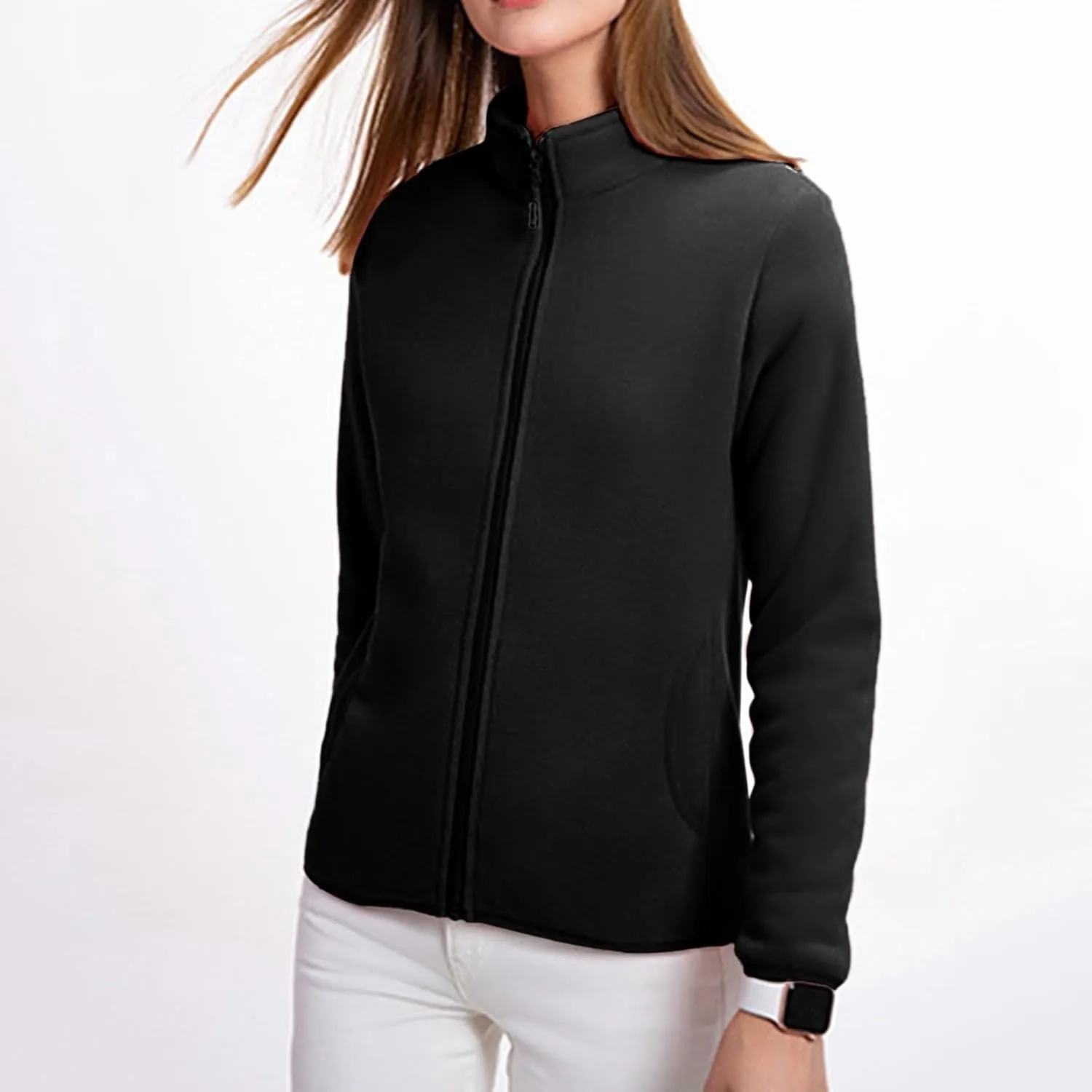 Jackets for Women Oversize Fuzzy Sherpa Jacket Zip Up Fleece Coat with Pocket Long Sleeve Coat Outwear Fall Loose Top
