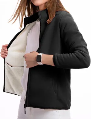 Jackets for Women Oversize Fuzzy Sherpa Jacket Zip Up Fleece Coat with Pocket Long Sleeve Coat Outwear Fall Loose Top
