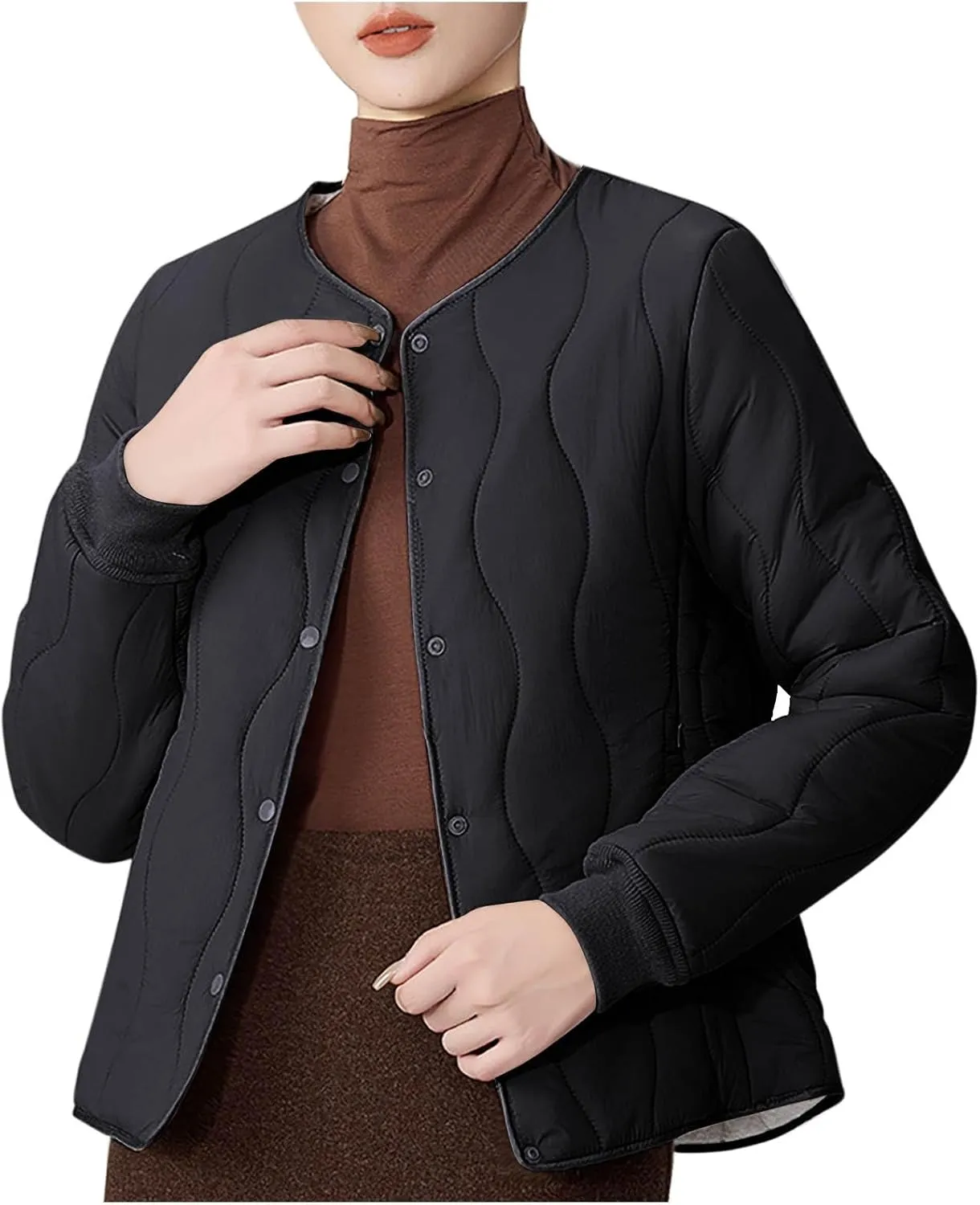Jackets for Women Zip Up Quilted Puffer Jacket Fleece Lined Parka Oversized Causal Versatile Womens Fashion Hoodie