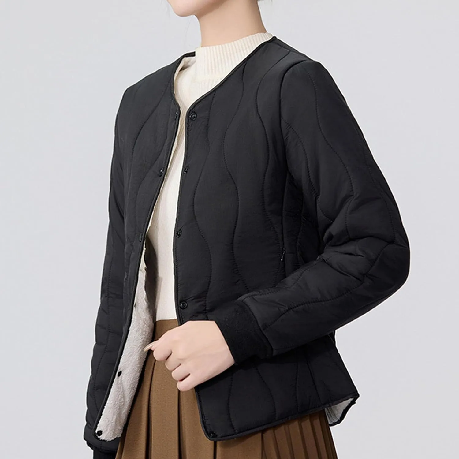 Jackets for Women Zip Up Quilted Puffer Jacket Fleece Lined Parka Oversized Causal Versatile Womens Fashion Hoodie