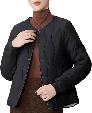 Jackets for Women Zip Up Quilted Puffer Jacket Fleece Lined Parka Oversized Causal Versatile Womens Fashion Hoodie