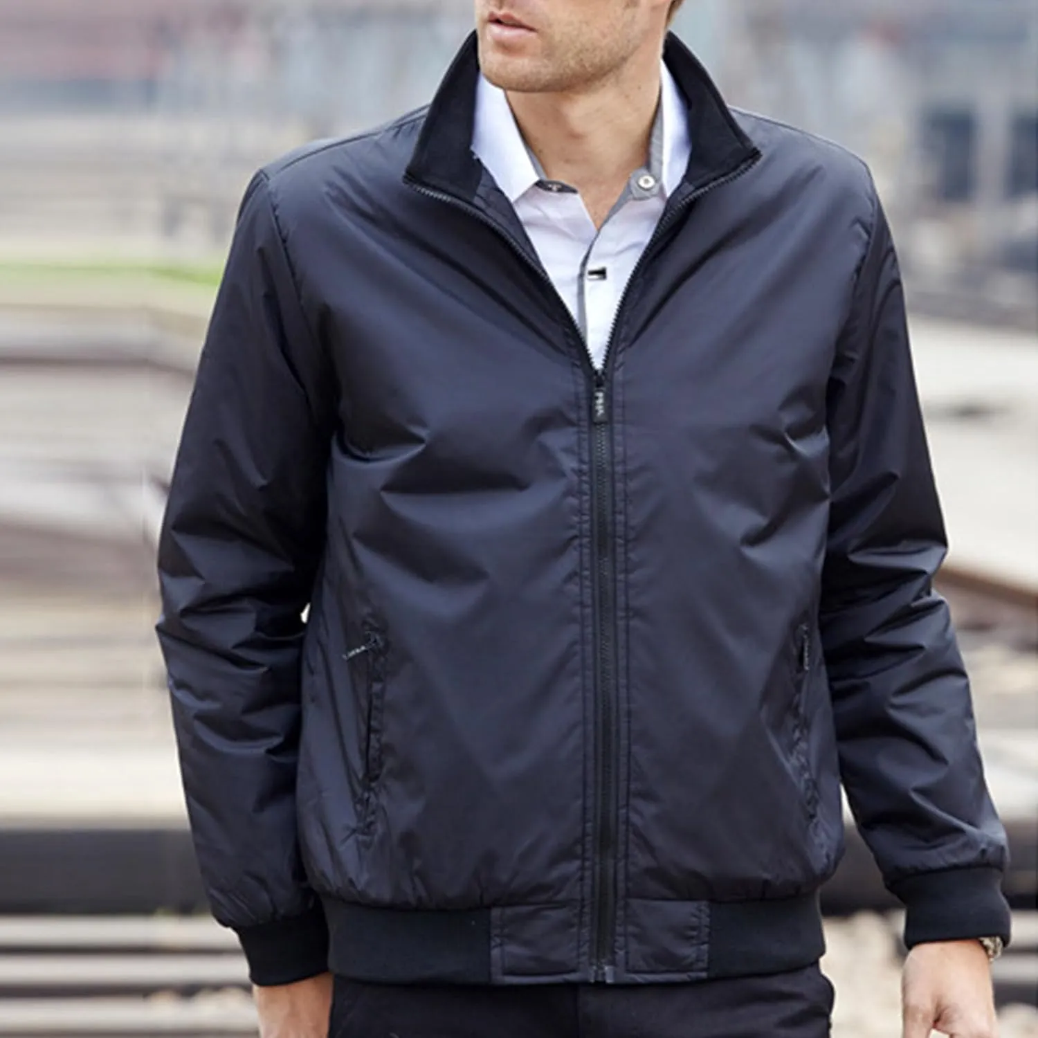 JEsilunmaMY Men's Casual Business Jackets Full Zip Stand Collar Lightweight Jackets Windproof Windbreaker Bomber Coat