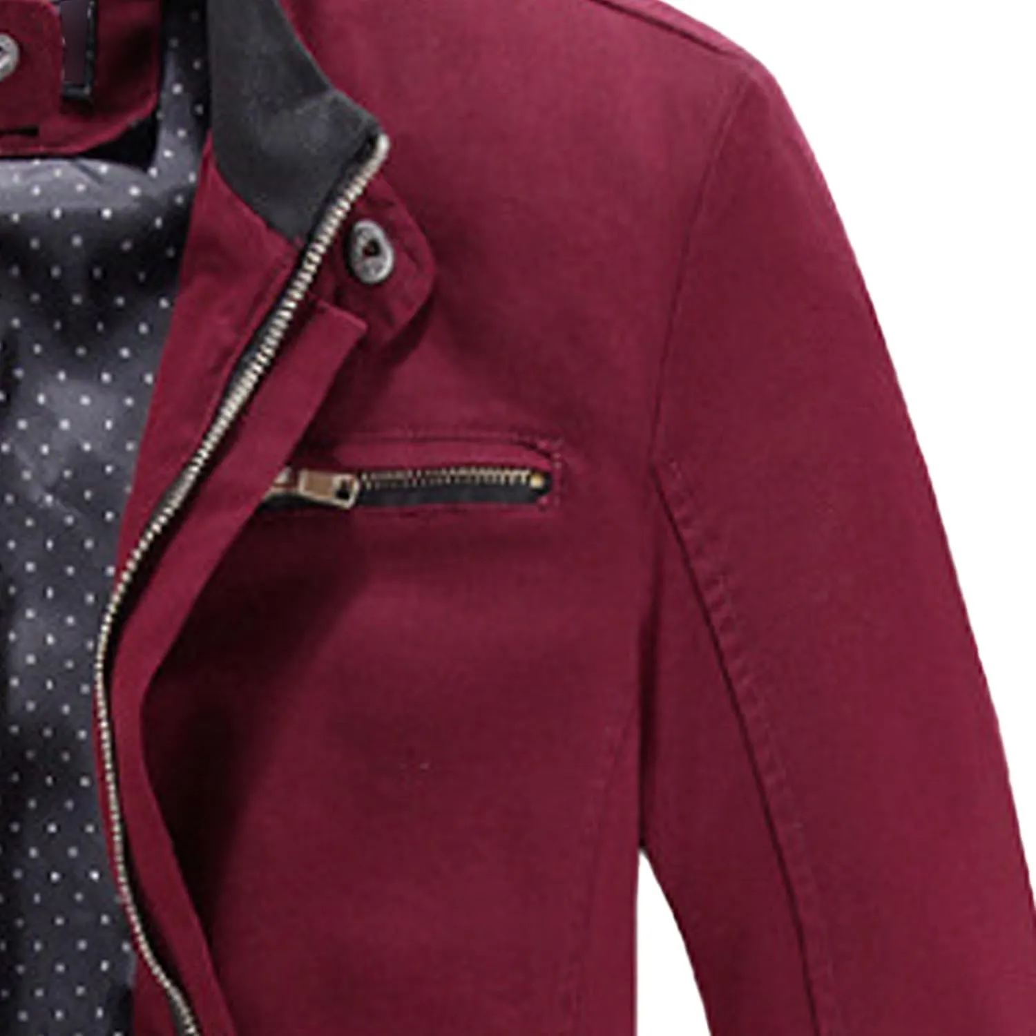 JEsilunmaMY Men's Slim Cargo Cotton Jacket Stand Collar Zipper Lightweight Jackets Casual Sportwear Rib Bomber Jackets