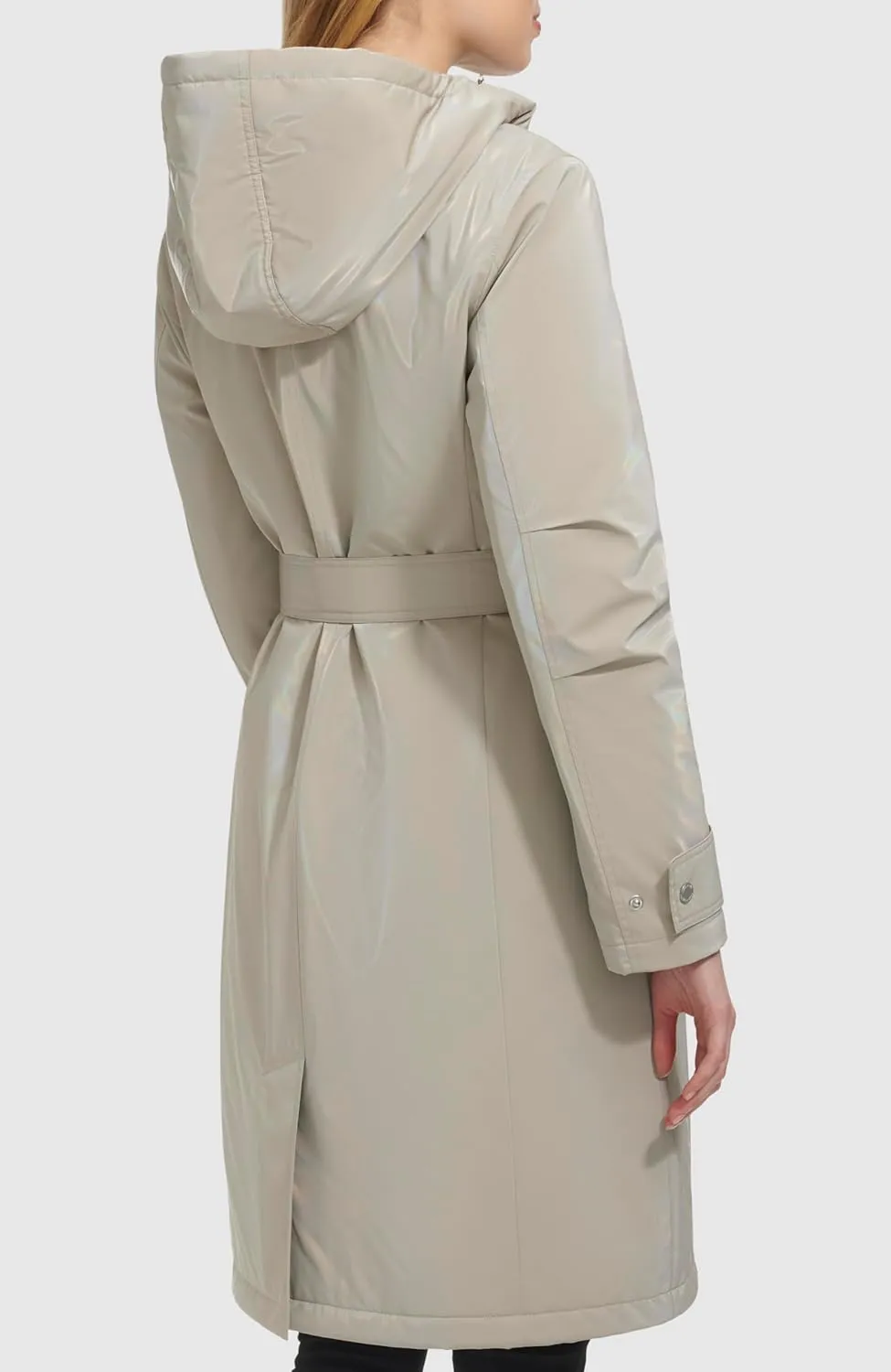 Kenneth Cole Women's Belted Sleeker Midweight Coat with Attached Hood