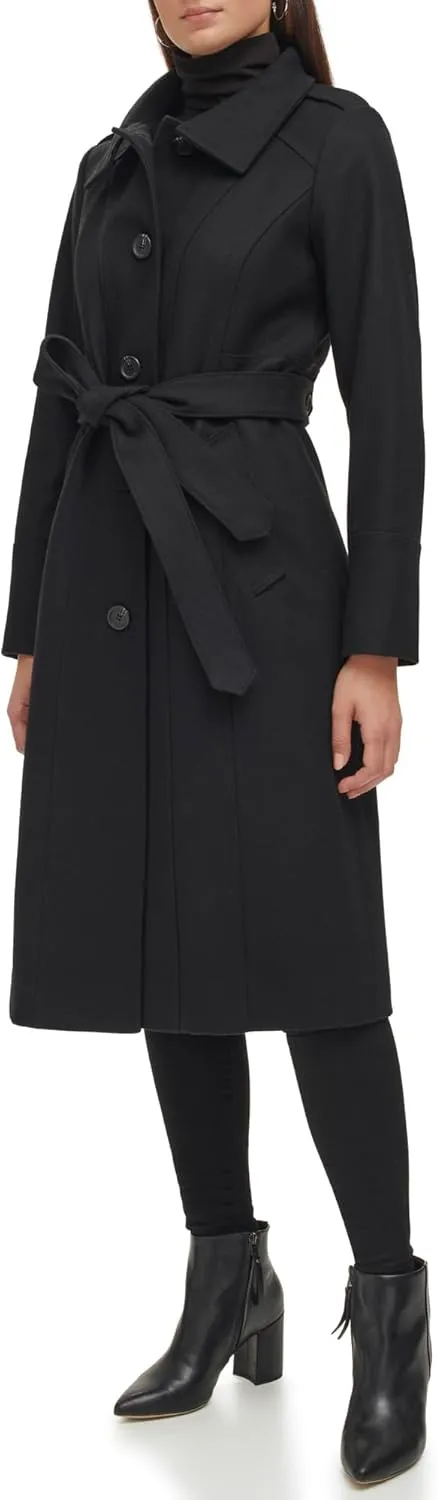 Kenneth Cole Women's Belted Wool Blend Military Coat