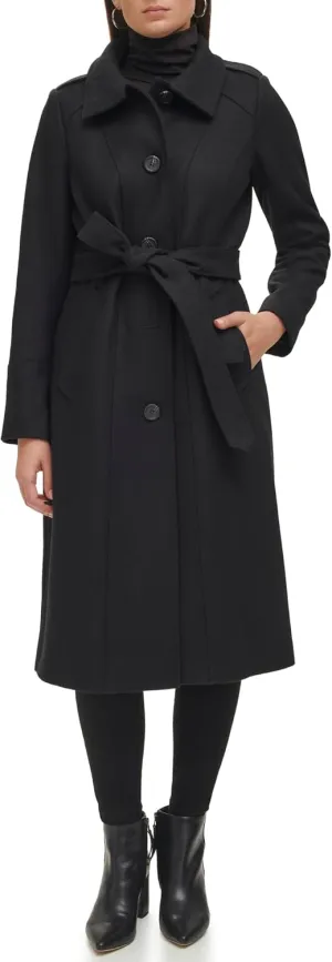 Kenneth Cole Women's Belted Wool Blend Military Coat